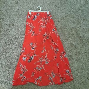 VICI Red Floral Maxi Skirt